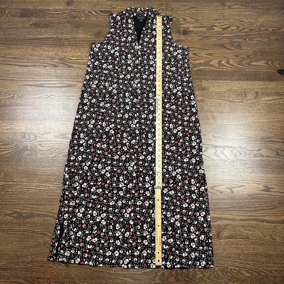 J Jill Wearever Collection Dress Womens Medium Black Floral Sleeveless Midi - Picture 9 of 12